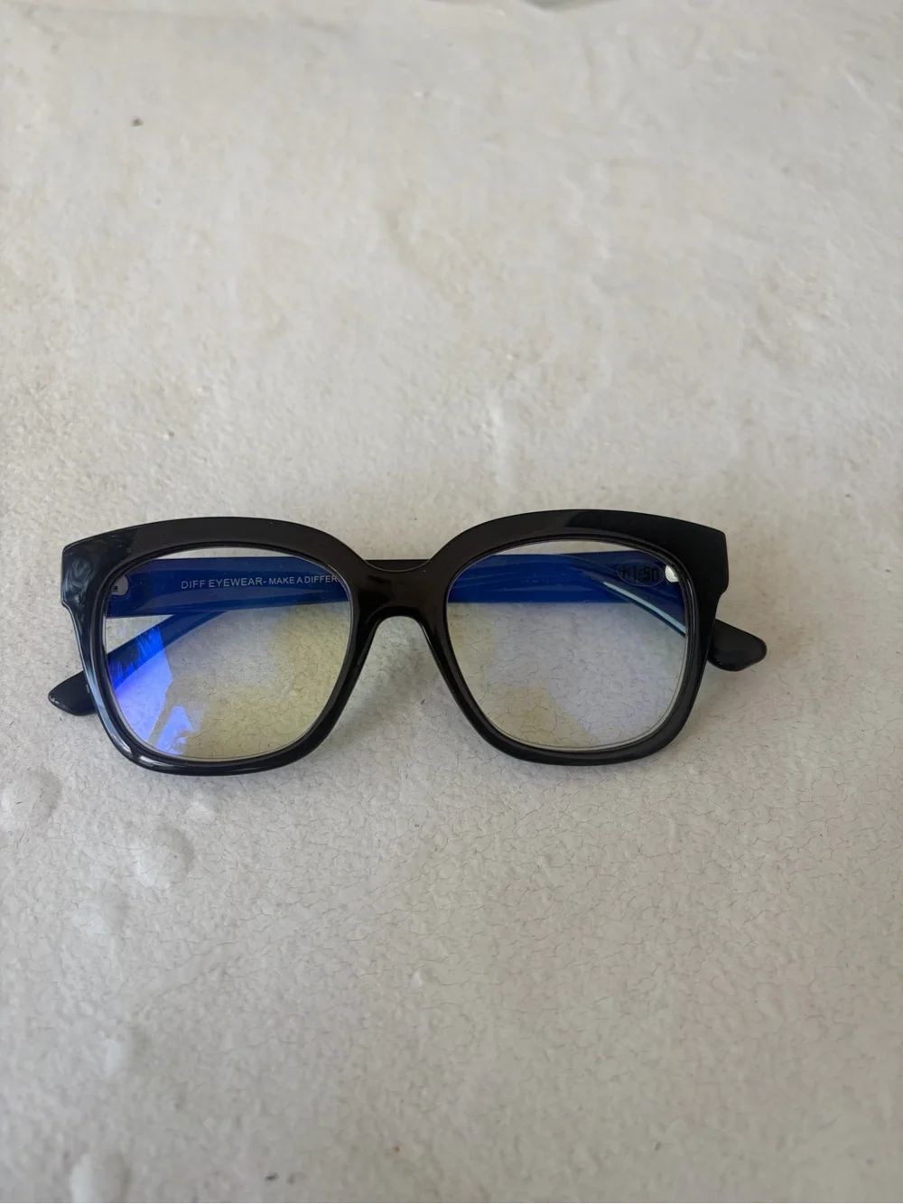 NWT  DIFF Ava Blue Light Lens READERS Full Rim 50-17-142 Square Black 1.50